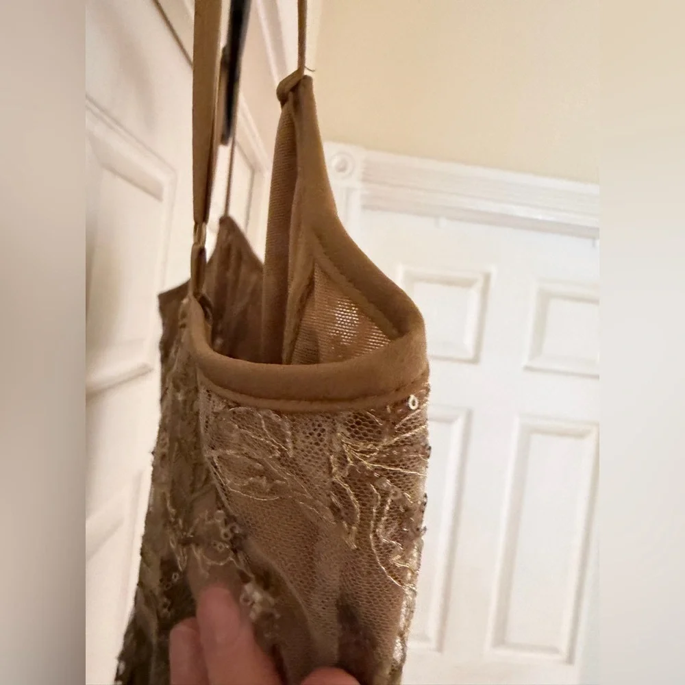 House Of CB Elegant Gold Floral Embroidered Gown - Picture 13 of 16